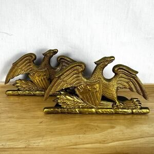 Vintage 1952 Virginia Metalcrafters Brass Eagle Bookends Pair Great Condition